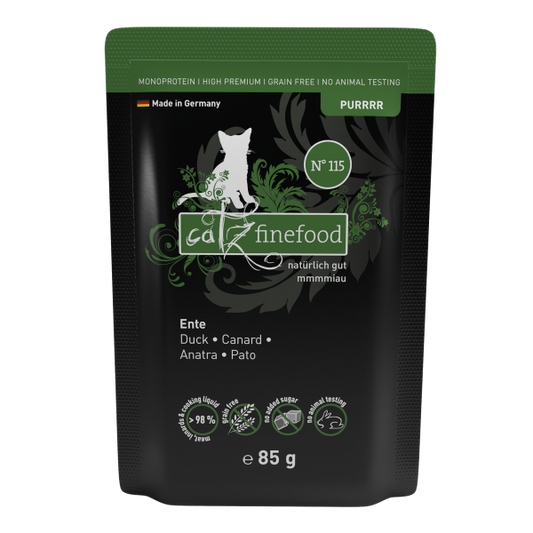 Petsnature Catzfinefood Nassfutter für Katzen Ente 85g I kurzes MHD